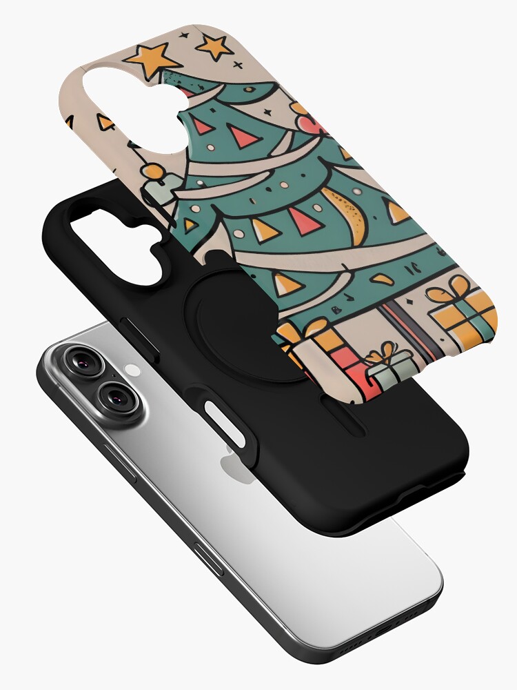 Thumbnail 2 of 4, iPhone Case, Modern Christmas Tree Minimalistic Drawing designed and sold by Patricks-Art.