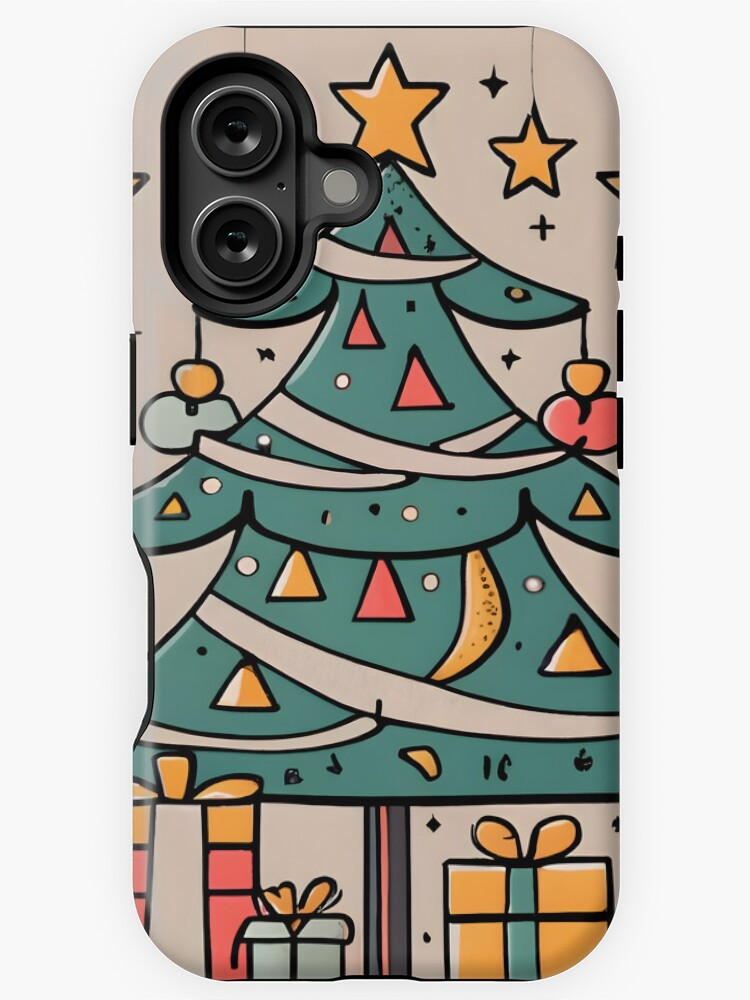 Thumbnail 1 of 4, iPhone Case, Modern Christmas Tree Minimalistic Drawing designed and sold by Patricks-Art.