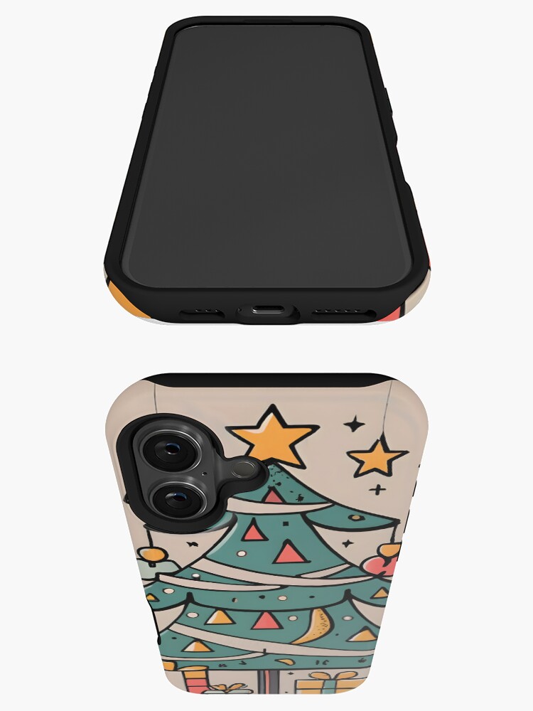Thumbnail 3 of 4, iPhone Case, Modern Christmas Tree Minimalistic Drawing designed and sold by Patricks-Art.