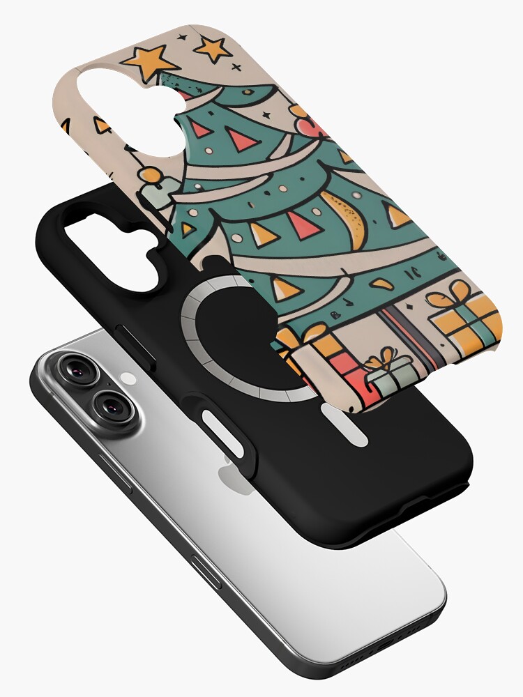 Thumbnail 2 of 4, iPhone Case, Modern Christmas Tree Minimalistic Drawing designed and sold by Patricks-Art.