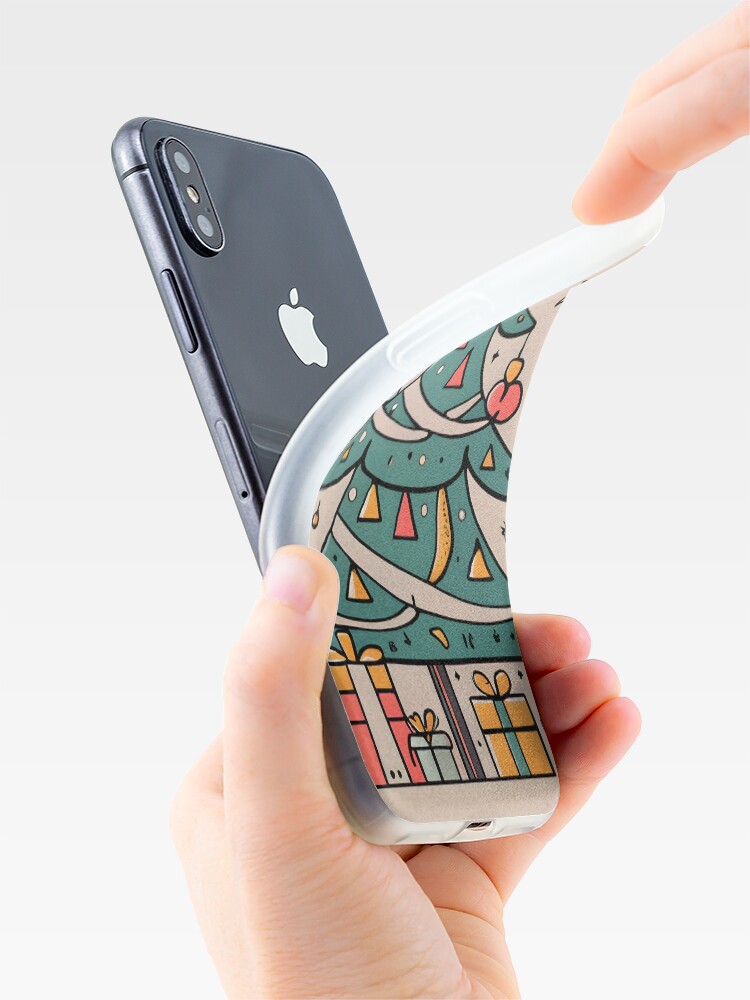 Thumbnail 4 of 5, iPhone Case, Modern Christmas Tree Minimalistic Drawing designed and sold by Patricks-Art.