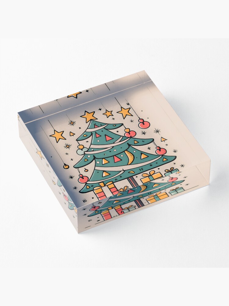 Thumbnail 3 of 5, Acrylic Block, Modern Christmas Tree Minimalistic Drawing designed and sold by Patricks-Art.
