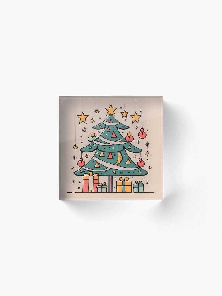 Thumbnail 2 of 5, Acrylic Block, Modern Christmas Tree Minimalistic Drawing designed and sold by Patricks-Art.