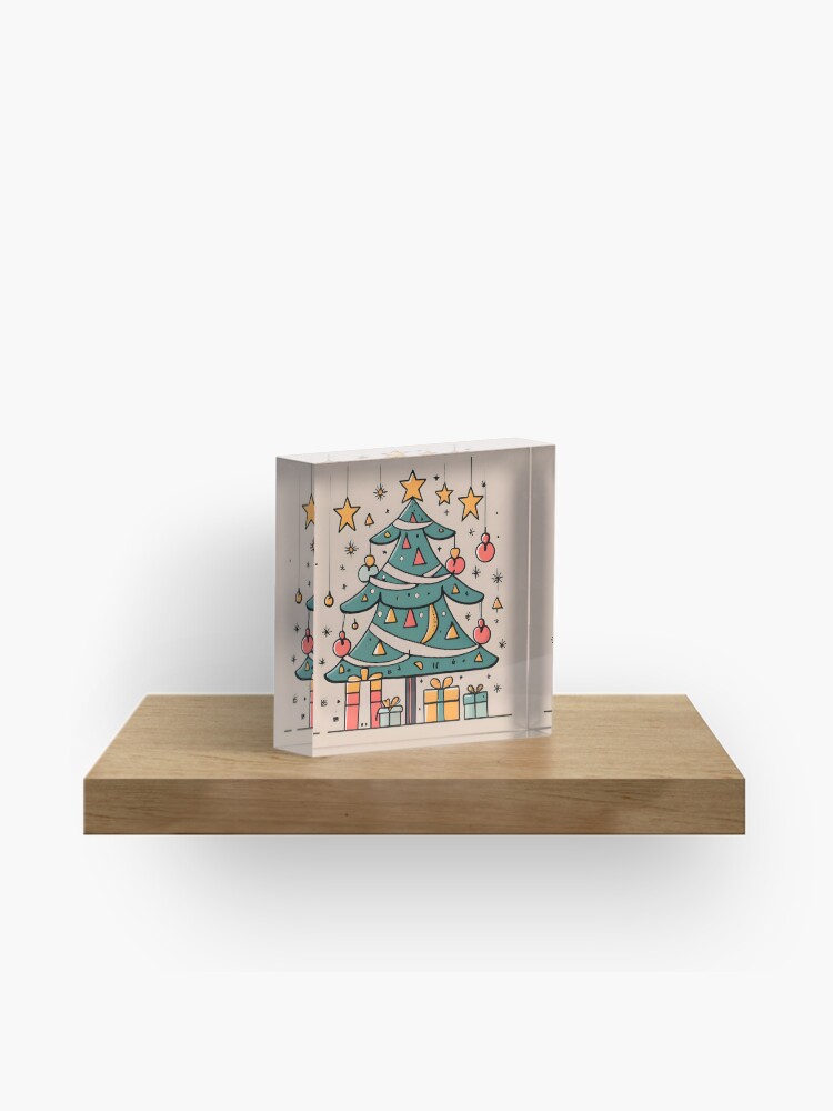 Thumbnail 1 of 5, Acrylic Block, Modern Christmas Tree Minimalistic Drawing designed and sold by Patricks-Art.