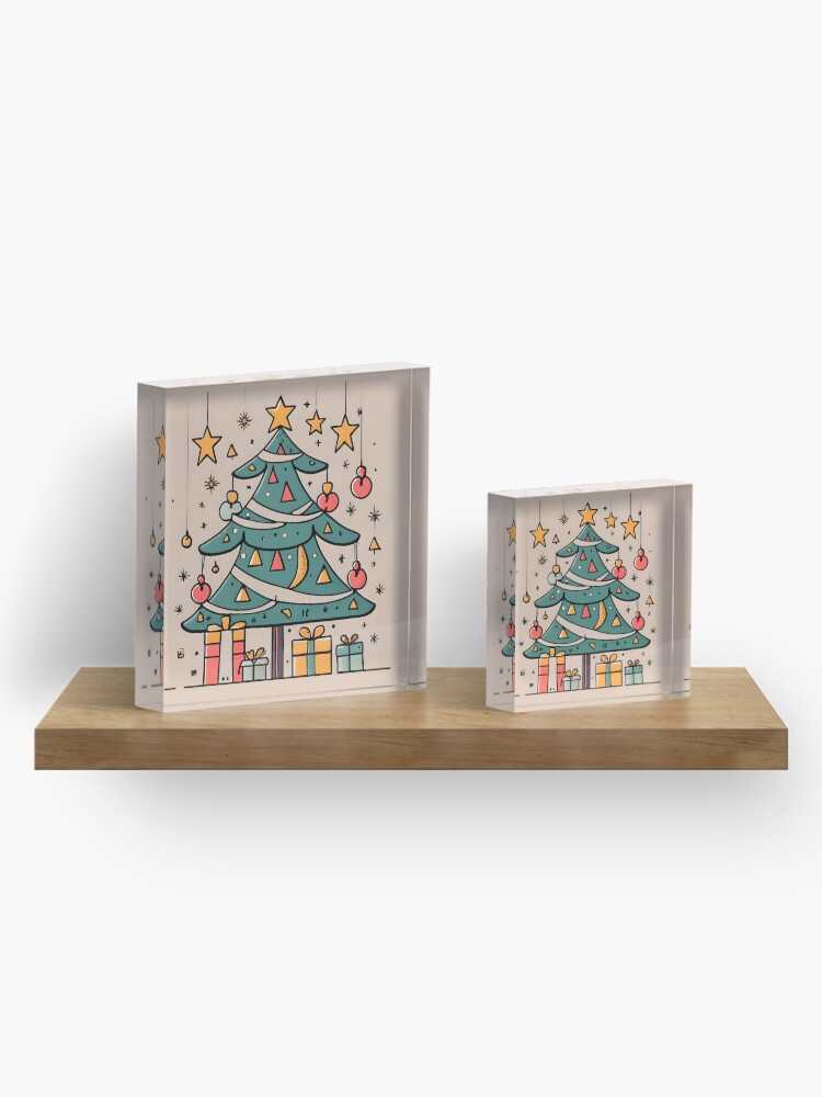 Thumbnail 4 of 5, Acrylic Block, Modern Christmas Tree Minimalistic Drawing designed and sold by Patricks-Art.