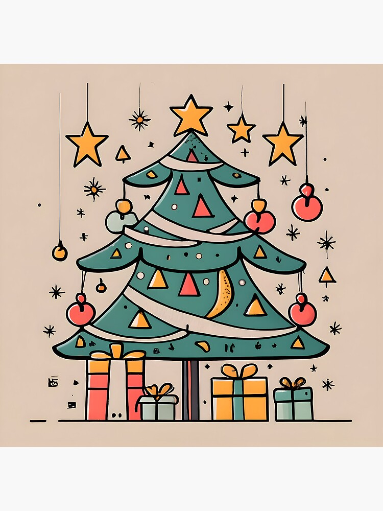 Thumbnail 5 of 5, Coasters (Set of 4), Modern Christmas Tree Minimalistic Drawing designed and sold by Patricks-Art.