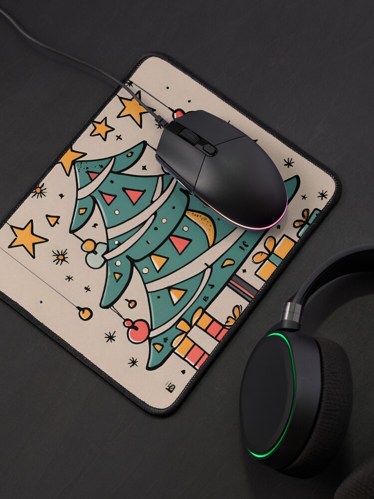 Thumbnail 4 of 5, Mouse Pad, Modern Christmas Tree Minimalistic Drawing designed and sold by Patricks-Art.