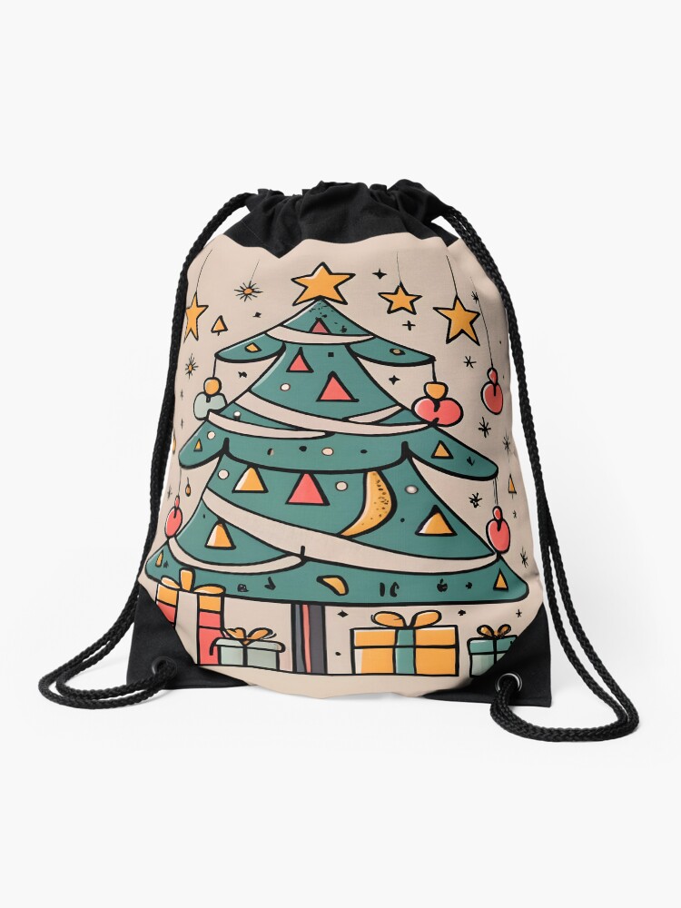 Thumbnail 1 of 3, Drawstring Bag, Modern Christmas Tree Minimalistic Drawing designed and sold by Patricks-Art.
