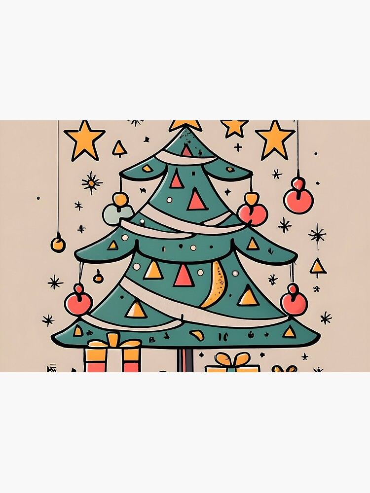 Thumbnail 3 of 3, Journal, Modern Christmas Tree Minimalistic Drawing designed and sold by Patricks-Art.