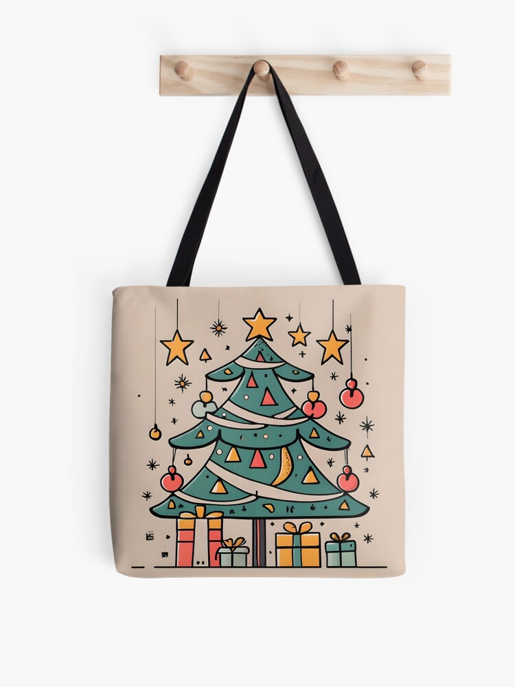 Thumbnail 1 of 2, Tote Bag, Modern Christmas Tree Minimalistic Drawing designed and sold by Patricks-Art.