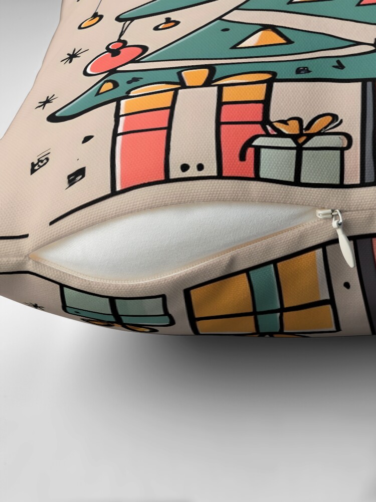 Thumbnail 2 of 4, Pillow, Modern Christmas Tree Minimalistic Drawing designed and sold by Patricks-Art.