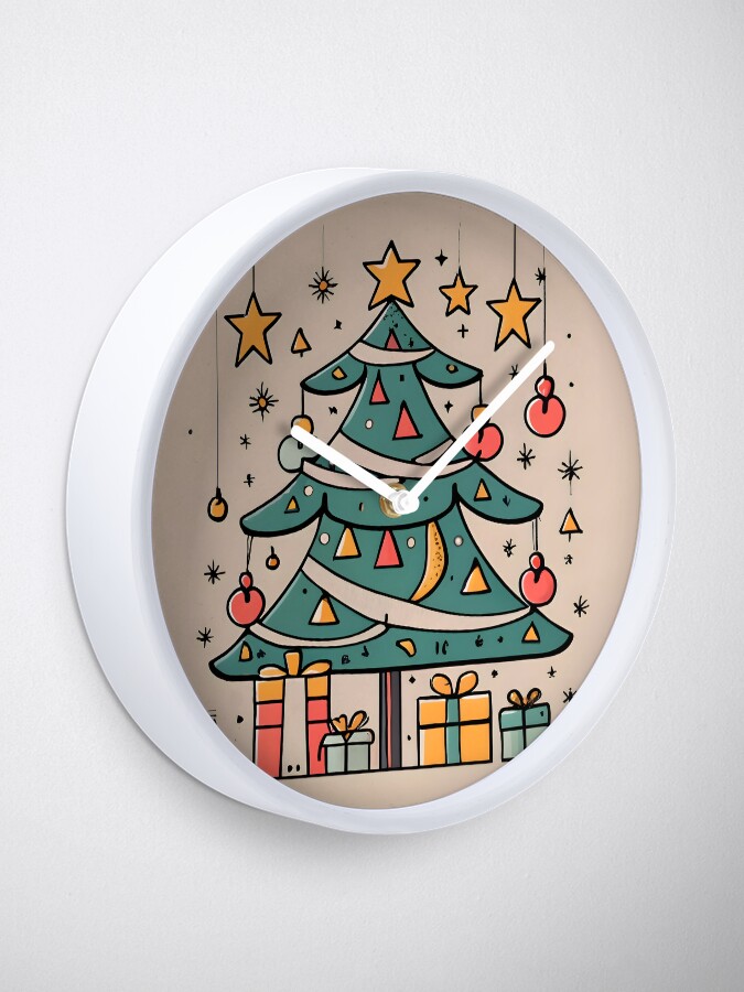 Thumbnail 1 of 4, Clock, Modern Christmas Tree Minimalistic Drawing designed and sold by Patricks-Art.