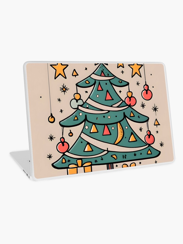 Thumbnail 1 of 2, Laptop Skin, Modern Christmas Tree Minimalistic Drawing designed and sold by Patricks-Art.