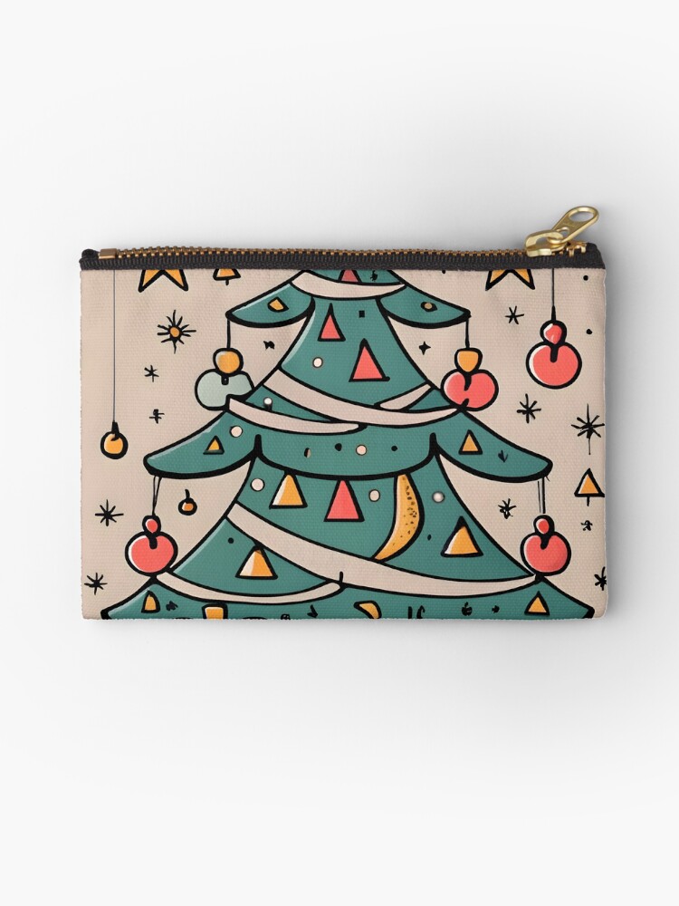 Thumbnail 1 of 4, Zipper Pouch, Modern Christmas Tree Minimalistic Drawing designed and sold by Patricks-Art.