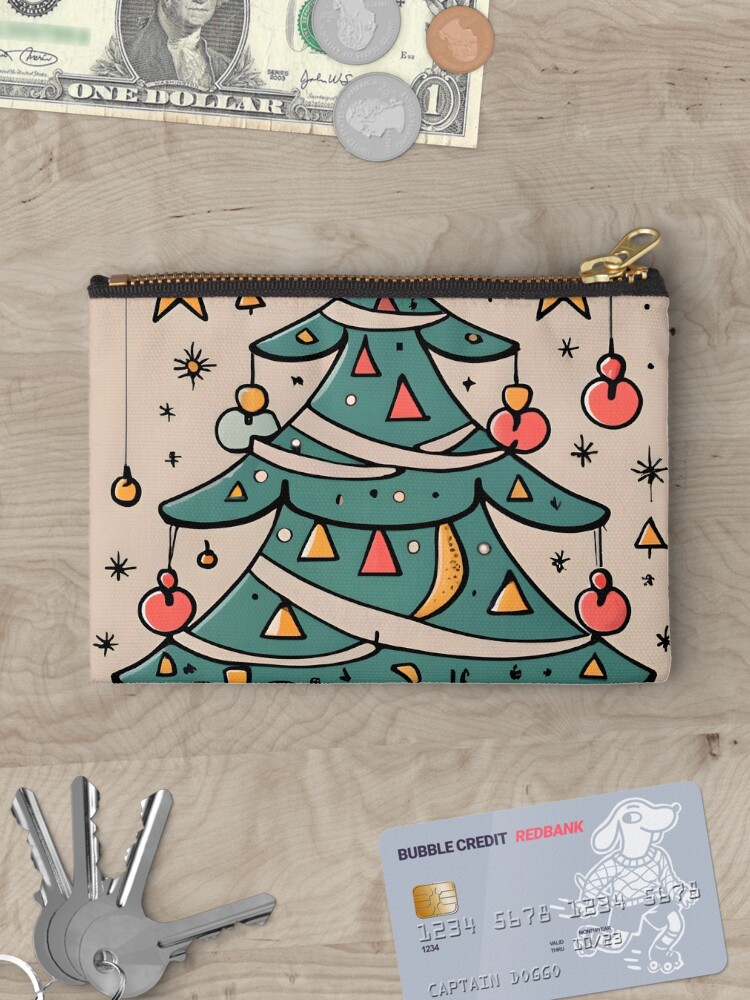 Thumbnail 3 of 4, Zipper Pouch, Modern Christmas Tree Minimalistic Drawing designed and sold by Patricks-Art.