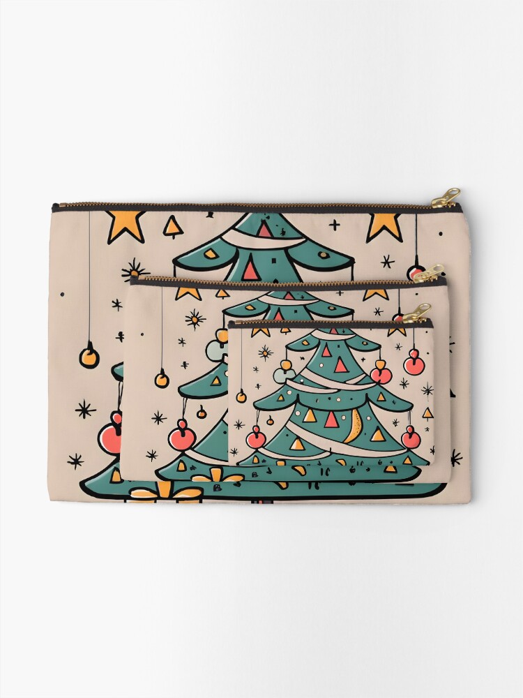 Thumbnail 2 of 4, Zipper Pouch, Modern Christmas Tree Minimalistic Drawing designed and sold by Patricks-Art.