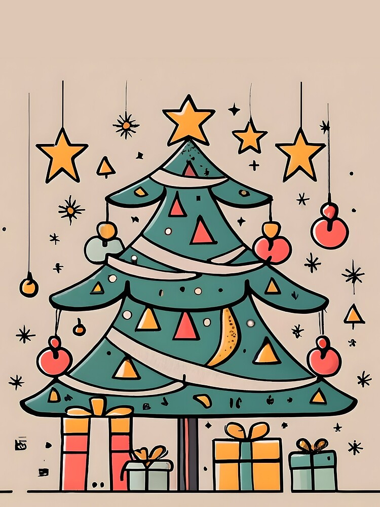 Thumbnail 5 of 5, Graphic T-Shirt, Modern Christmas Tree Minimalistic Drawing designed and sold by Patricks-Art.