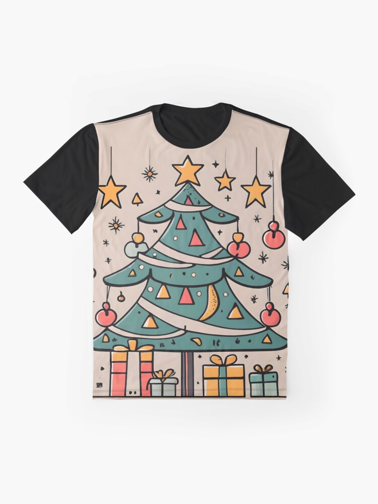 Thumbnail 4 of 5, Graphic T-Shirt, Modern Christmas Tree Minimalistic Drawing designed and sold by Patricks-Art.