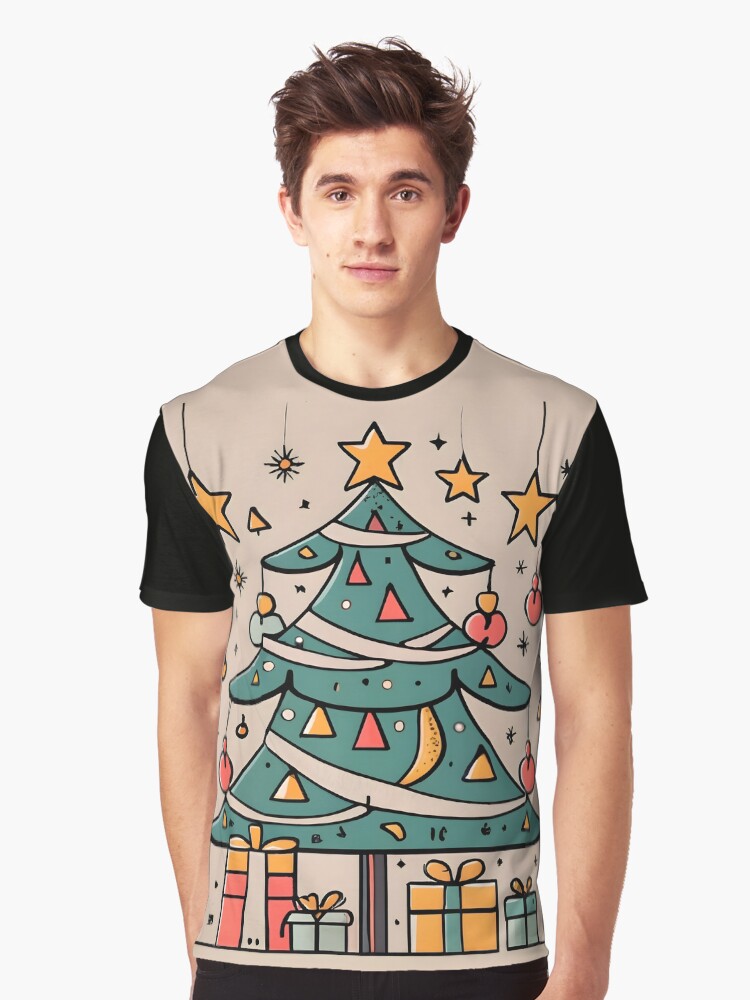 Thumbnail 1 of 5, Graphic T-Shirt, Modern Christmas Tree Minimalistic Drawing designed and sold by Patricks-Art.