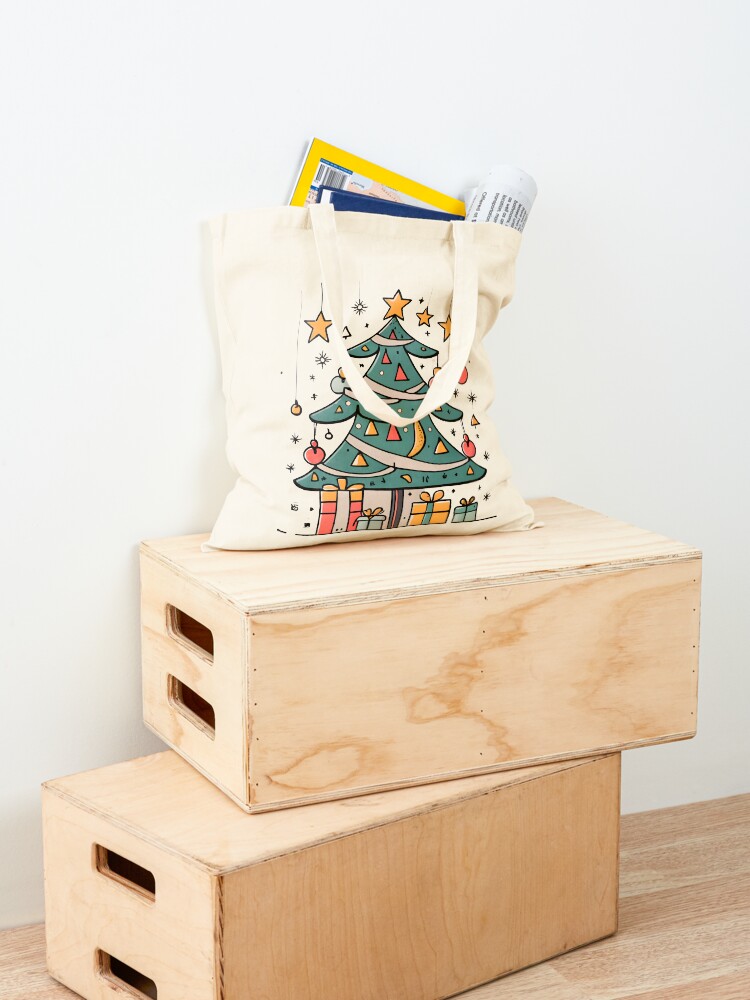 Thumbnail 4 of 5, Tote Bag, Modern Christmas Tree Minimalistic Drawing designed and sold by Patricks-Art.