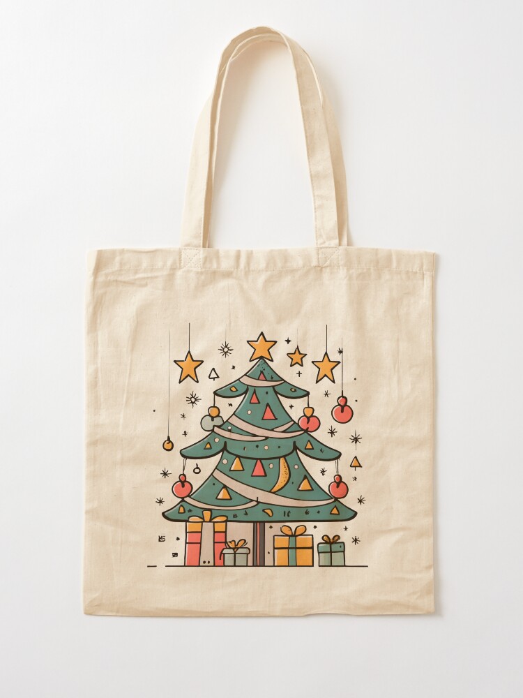Thumbnail 2 of 5, Tote Bag, Modern Christmas Tree Minimalistic Drawing designed and sold by Patricks-Art.