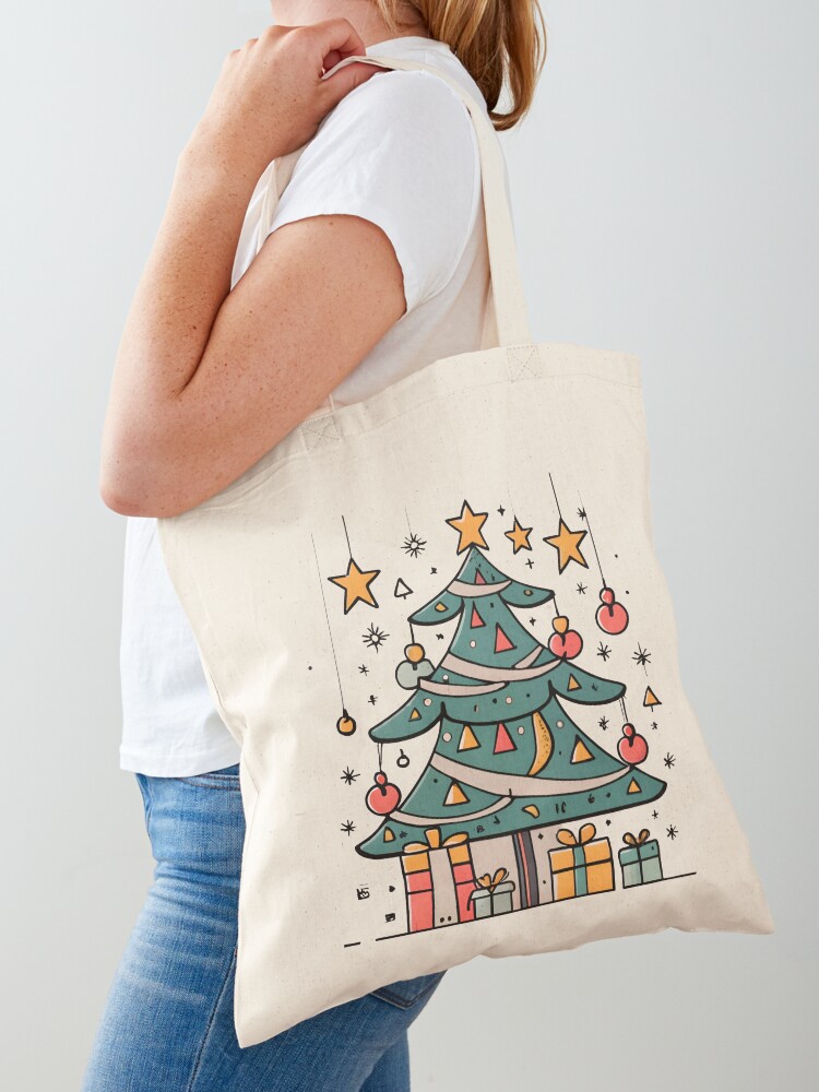 Thumbnail 1 of 5, Tote Bag, Modern Christmas Tree Minimalistic Drawing designed and sold by Patricks-Art.
