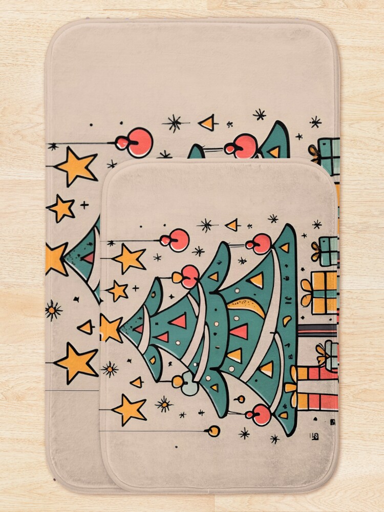 Thumbnail 5 of 6, Bath Mat, Modern Christmas Tree Minimalistic Drawing designed and sold by Patricks-Art.