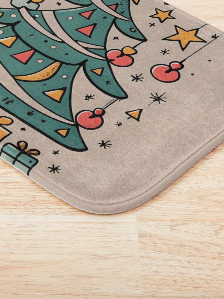 Thumbnail 3 of 6, Bath Mat, Modern Christmas Tree Minimalistic Drawing designed and sold by Patricks-Art.