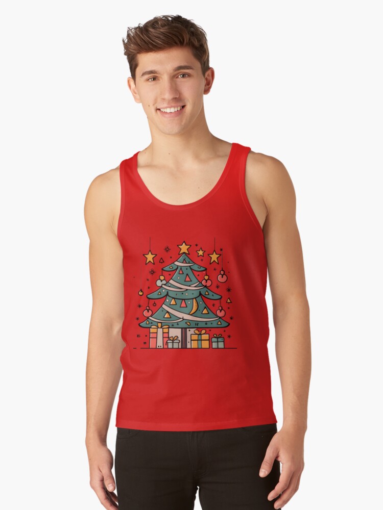 Thumbnail 1 of 3, Tank Top, Modern Christmas Tree Minimalistic Drawing designed and sold by Patricks-Art.
