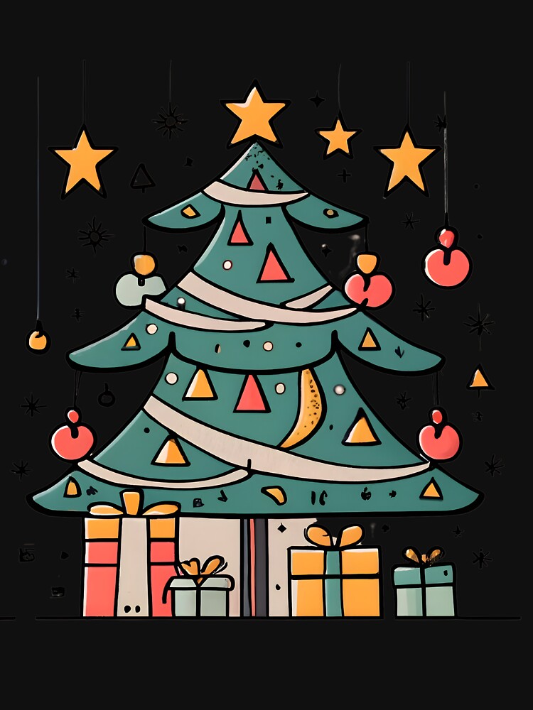 Thumbnail 3 of 3, Racerback Tank Top, Modern Christmas Tree Minimalistic Drawing designed and sold by Patricks-Art.