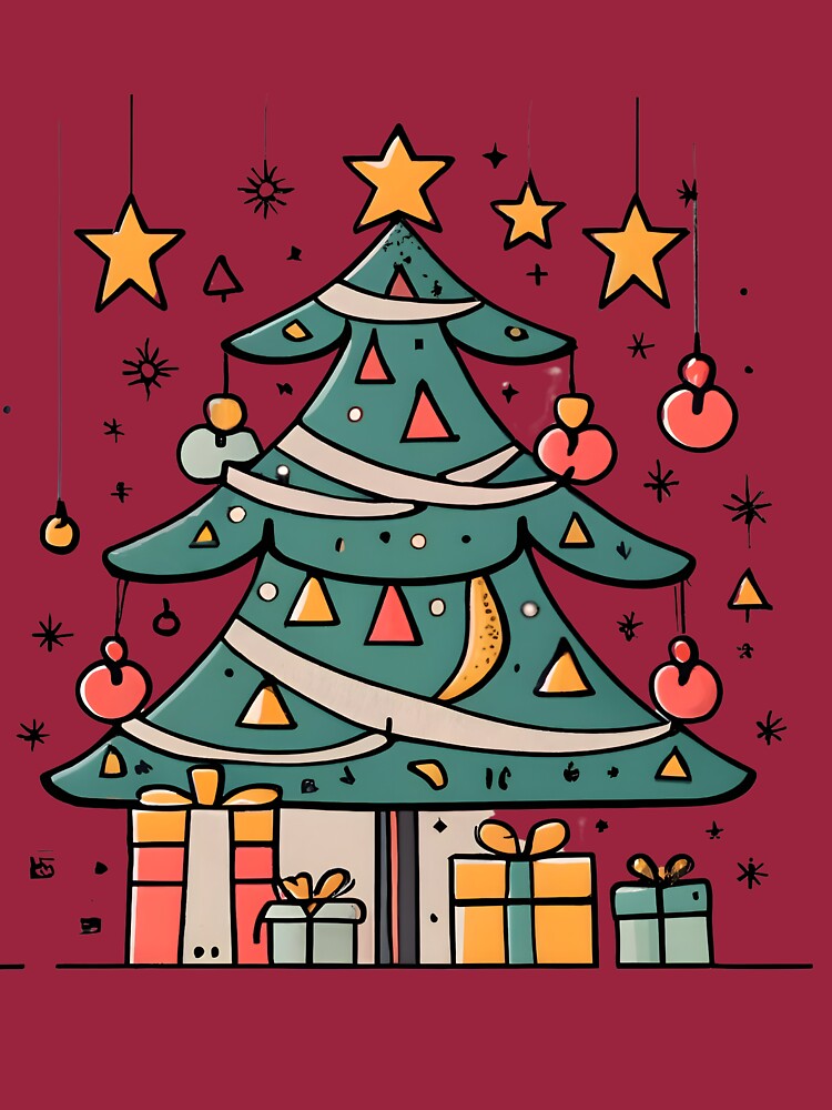 Thumbnail 5 of 5, Long Sleeve T-Shirt, Modern Christmas Tree Minimalistic Drawing designed and sold by Patricks-Art.
