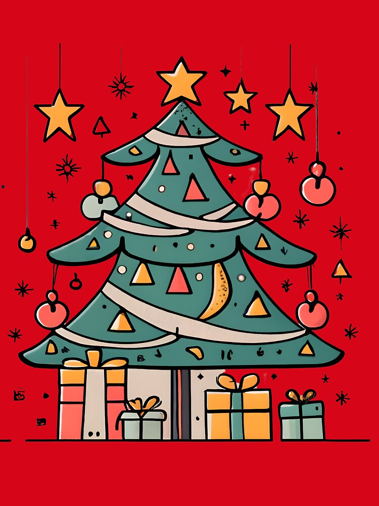 Thumbnail 5 of 5, Pullover Hoodie, Modern Christmas Tree Minimalistic Drawing designed and sold by Patricks-Art.