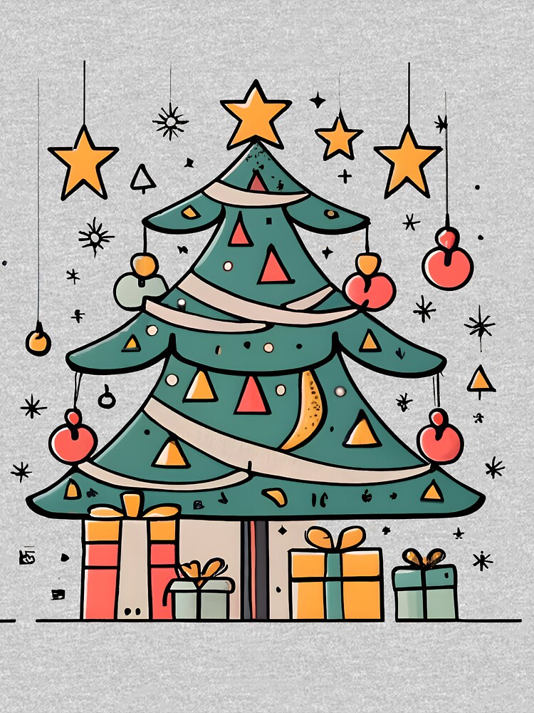 Thumbnail 5 of 5, Kids Pullover Hoodie, Modern Christmas Tree Minimalistic Drawing designed and sold by Patricks-Art.