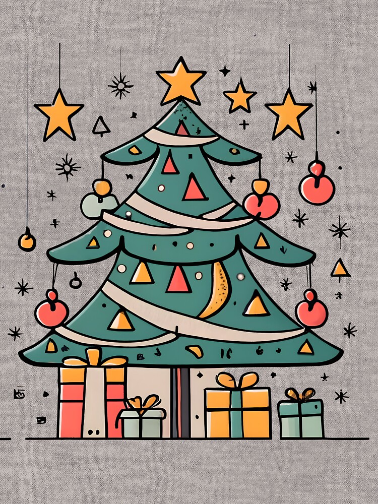 Thumbnail 5 of 5, Lightweight Hoodie, Modern Christmas Tree Minimalistic Drawing designed and sold by Patricks-Art.