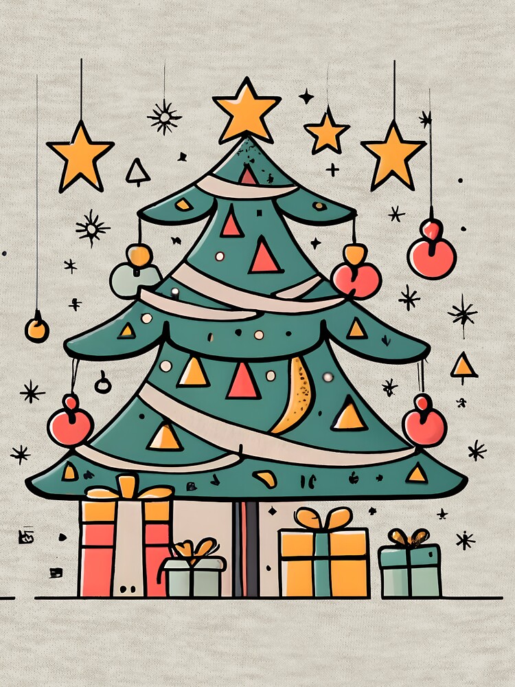 Thumbnail 5 of 5, Zipped Hoodie, Modern Christmas Tree Minimalistic Drawing designed and sold by Patricks-Art.
