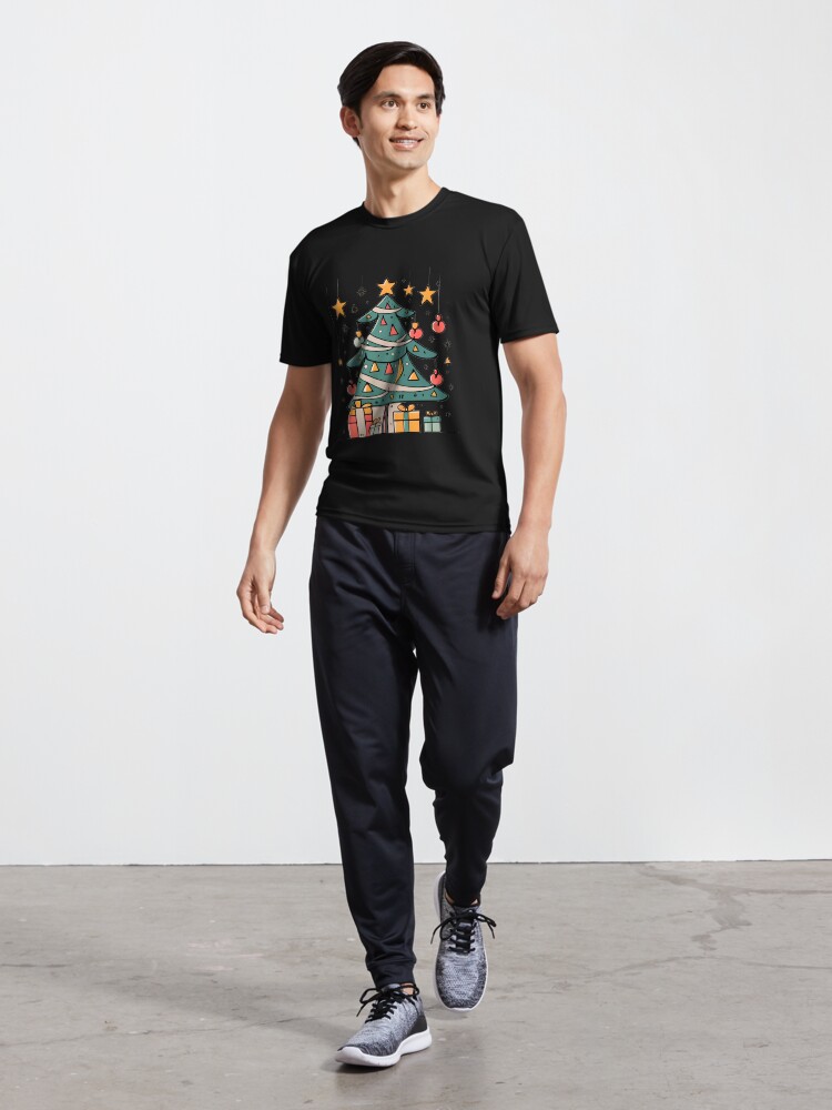 Thumbnail 5 of 7, Active T-Shirt, Modern Christmas Tree Minimalistic Drawing designed and sold by Patricks-Art.