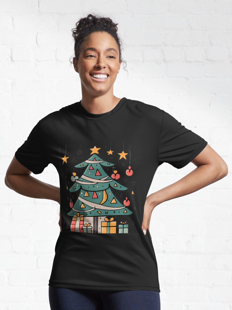 Thumbnail 6 of 7, Active T-Shirt, Modern Christmas Tree Minimalistic Drawing designed and sold by Patricks-Art.