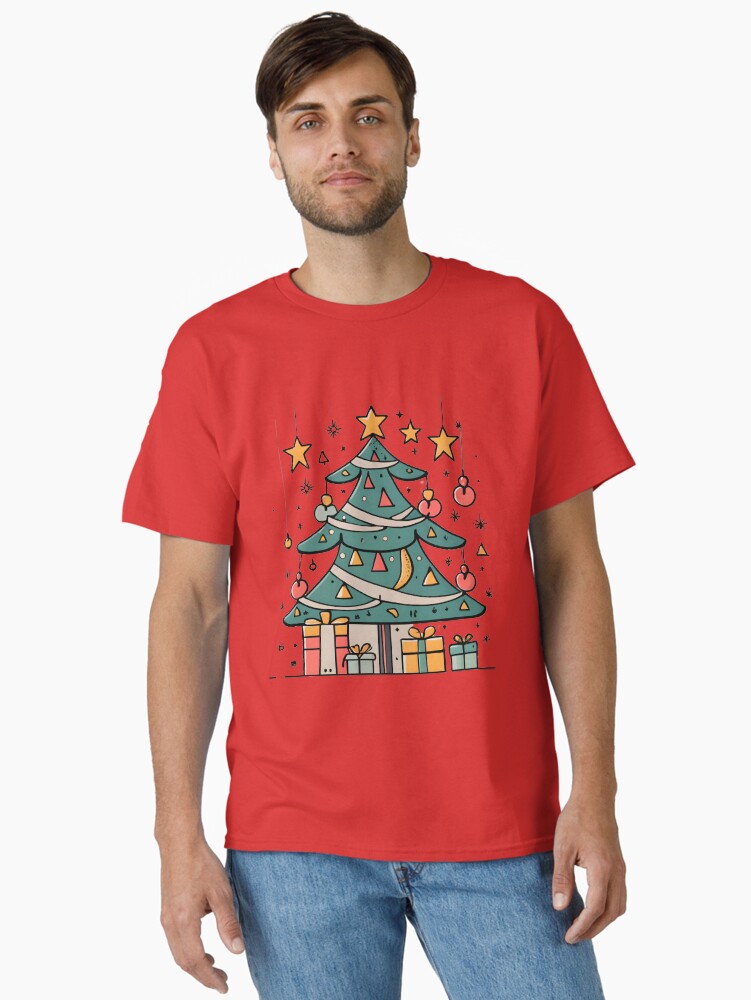 Thumbnail 1 of 7, Classic T-Shirt, Modern Christmas Tree Minimalistic Drawing designed and sold by Patricks-Art.