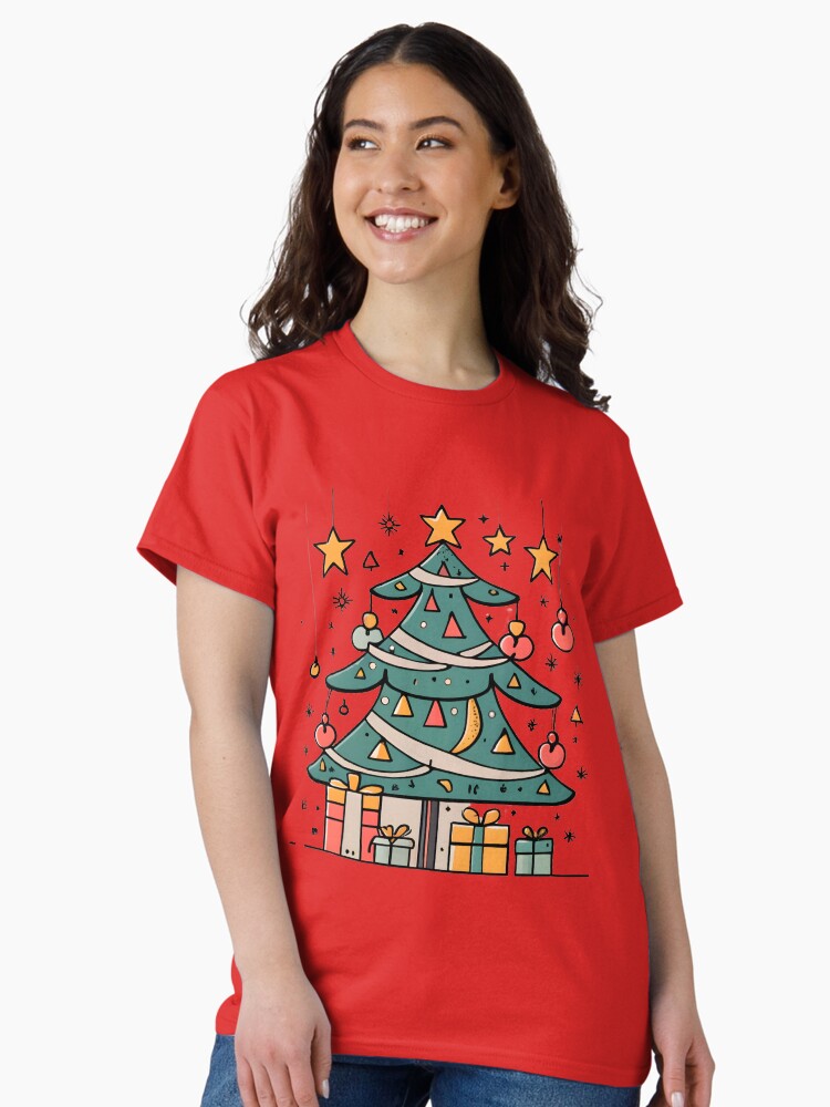 Thumbnail 2 of 7, Classic T-Shirt, Modern Christmas Tree Minimalistic Drawing designed and sold by Patricks-Art.