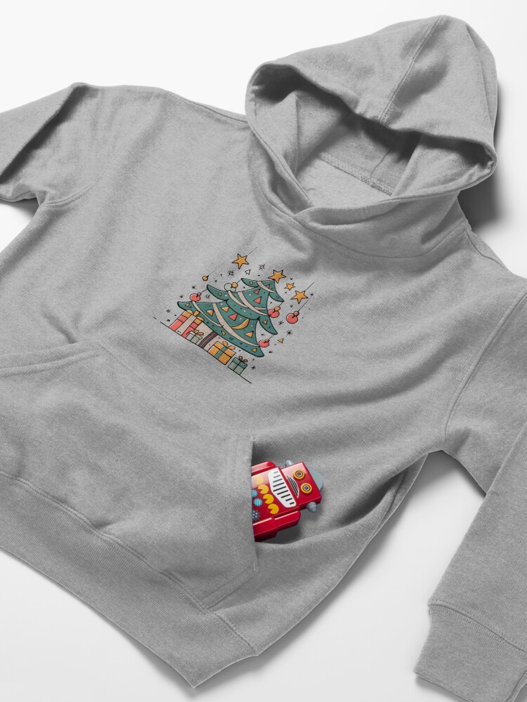Thumbnail 4 of 5, Kids Pullover Hoodie, Modern Christmas Tree Minimalistic Drawing designed and sold by Patricks-Art.