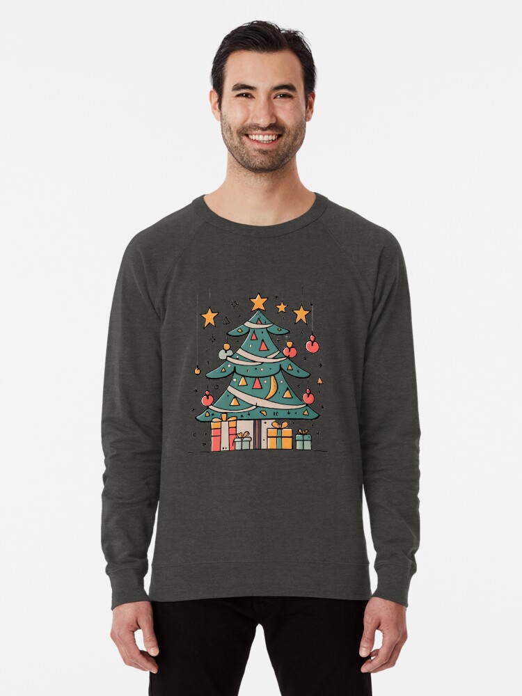 Thumbnail 1 of 5, Lightweight Sweatshirt, Modern Christmas Tree Minimalistic Drawing designed and sold by Patricks-Art.