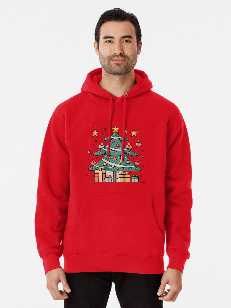 Thumbnail 1 of 5, Pullover Hoodie, Modern Christmas Tree Minimalistic Drawing designed and sold by Patricks-Art.
