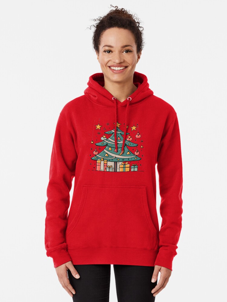 Thumbnail 2 of 5, Pullover Hoodie, Modern Christmas Tree Minimalistic Drawing designed and sold by Patricks-Art.