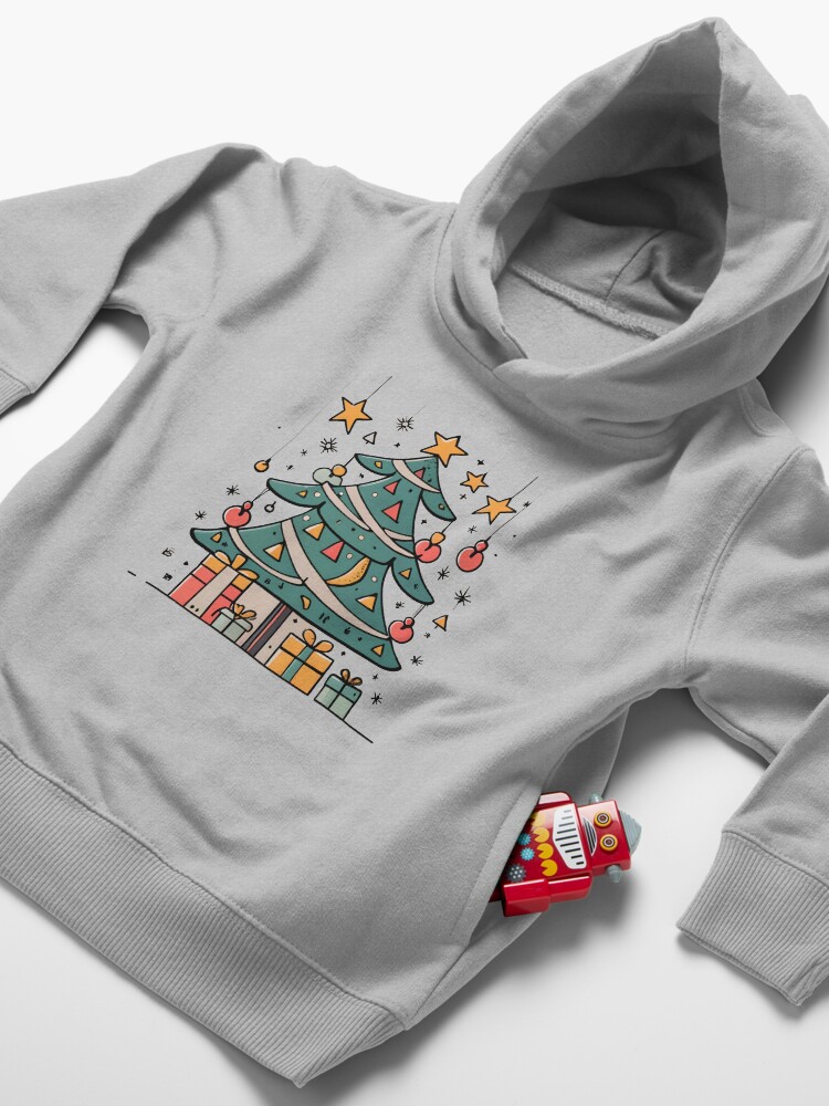 Thumbnail 4 of 5, Toddler Pullover Hoodie, Modern Christmas Tree Minimalistic Drawing designed and sold by Patricks-Art.