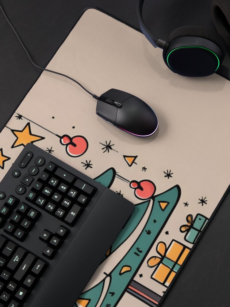 Thumbnail 4 of 5, Mouse Pad, Modern Christmas Tree Minimalistic Drawing designed and sold by Patricks-Art.