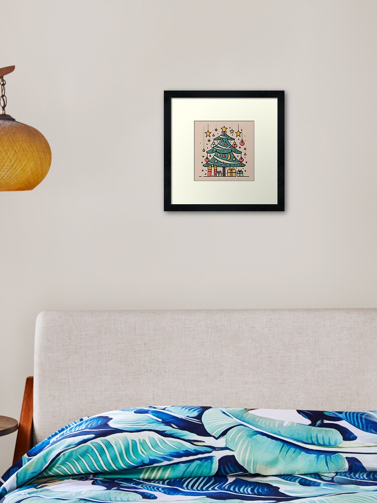 Thumbnail 2 of 7, Framed Art Print, Modern Christmas Tree Minimalistic Drawing designed and sold by Patricks-Art.