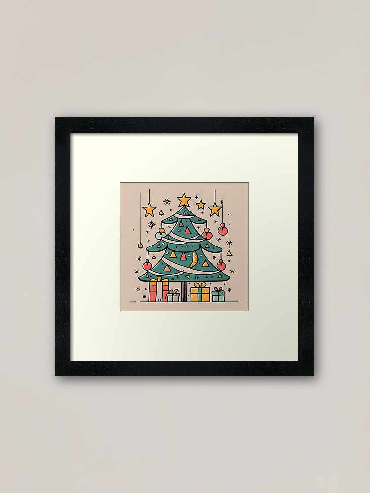 Thumbnail 1 of 7, Framed Art Print, Modern Christmas Tree Minimalistic Drawing designed and sold by Patricks-Art.