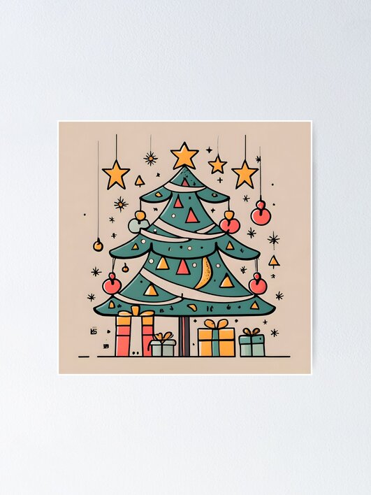 Thumbnail 1 of 3, Poster, Modern Christmas Tree Minimalistic Drawing designed and sold by Patricks-Art.