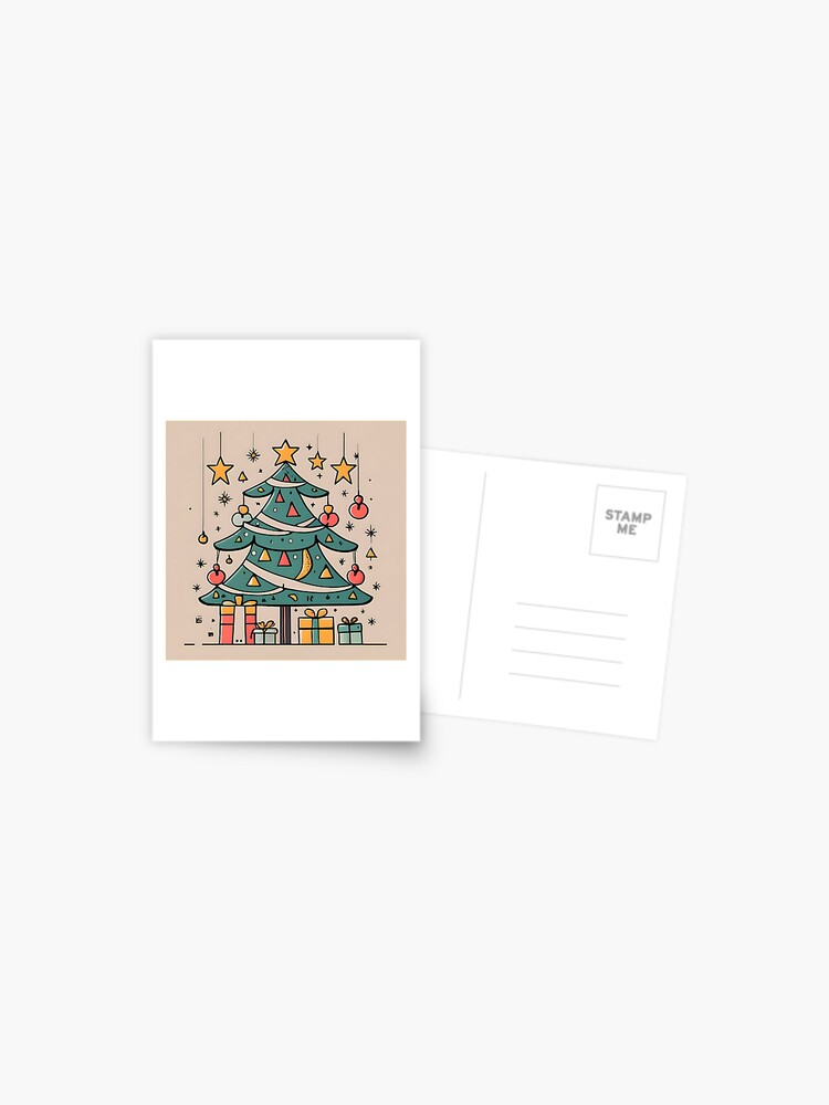 Thumbnail 1 of 2, Postcard, Modern Christmas Tree Minimalistic Drawing designed and sold by Patricks-Art.