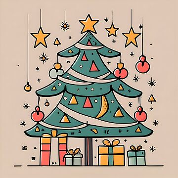 Artwork thumbnail, Modern Christmas Tree Minimalistic Drawing by Patricks-Art